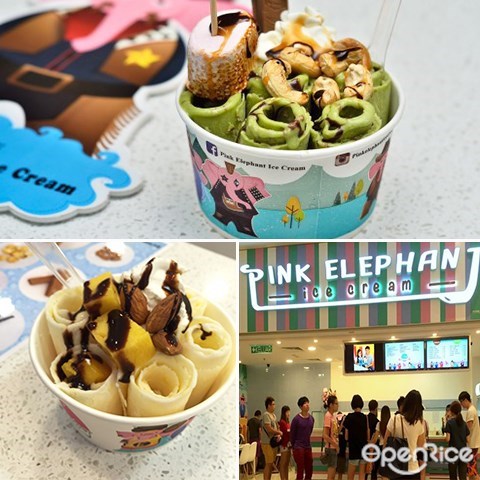 fried ice cream, Thailand style ice cream ,pink elephant