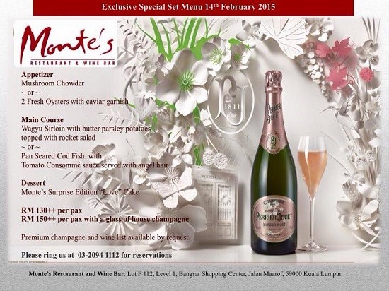 monte, wine, bar, valentine, promotion