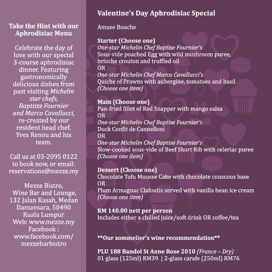 mezze, bistro, bar, valentine, promotion