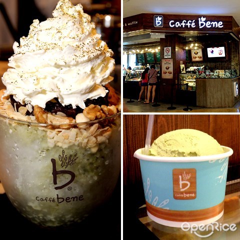 caffe bene, 韩国, 咖啡馆, bingsu, 绿茶, 甜品