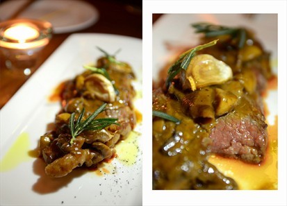 Entrecote Tagliata with Parmesan & Glazed Mushrooms